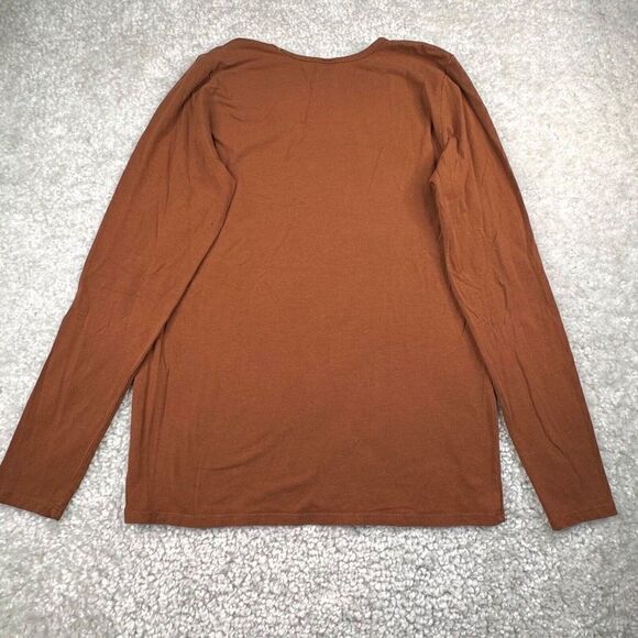 Peruvian Connection Pima Cotton Long Sleeve Stretch Tee Brown FLAW - Picture 2 of 8